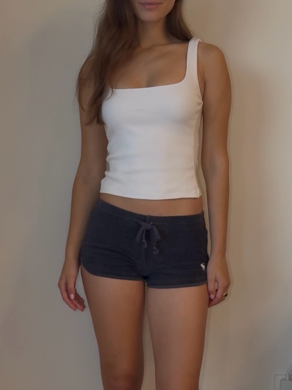 Zara White Square-Neck Ribbed Tank